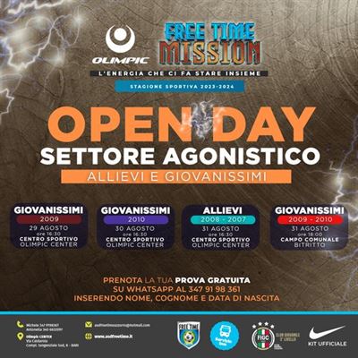 STAGIONE SPORTIVA 2023/24 OPEN DAY AGONIST𝗜