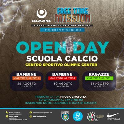 STAGIONE SPORTIVA 2023/24 OPEN DAY PICCOLE SPORTIVE